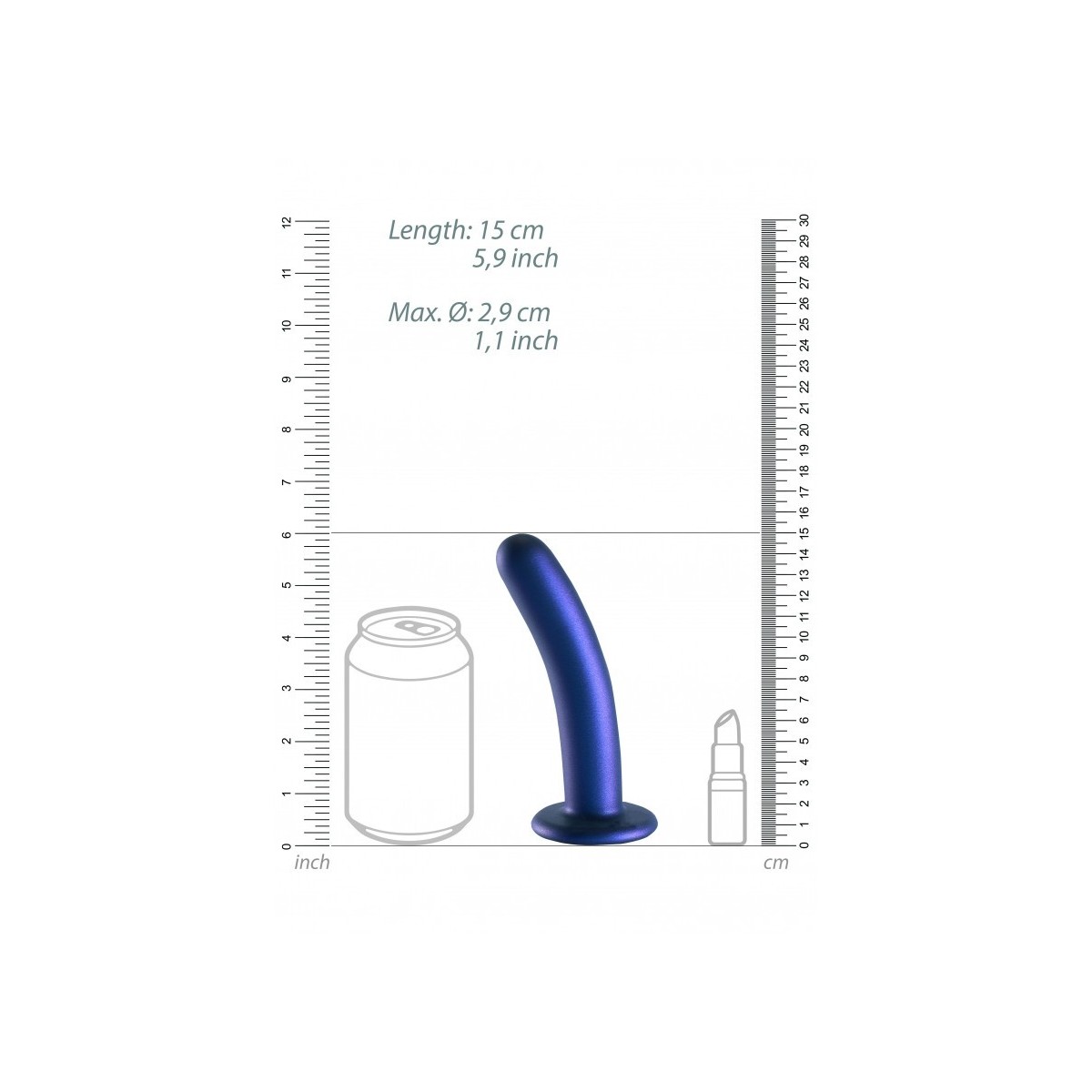 Dildo ventosa liscio punto G 15 cm Blue