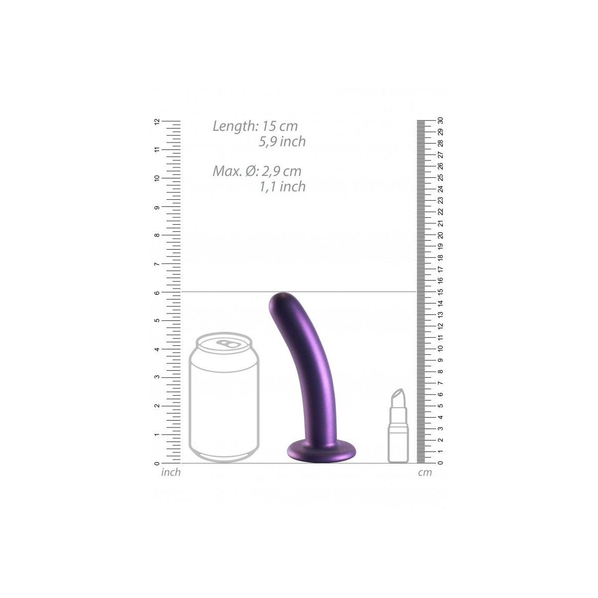 Dildo ventosa liscio punto G 15 cm Purple