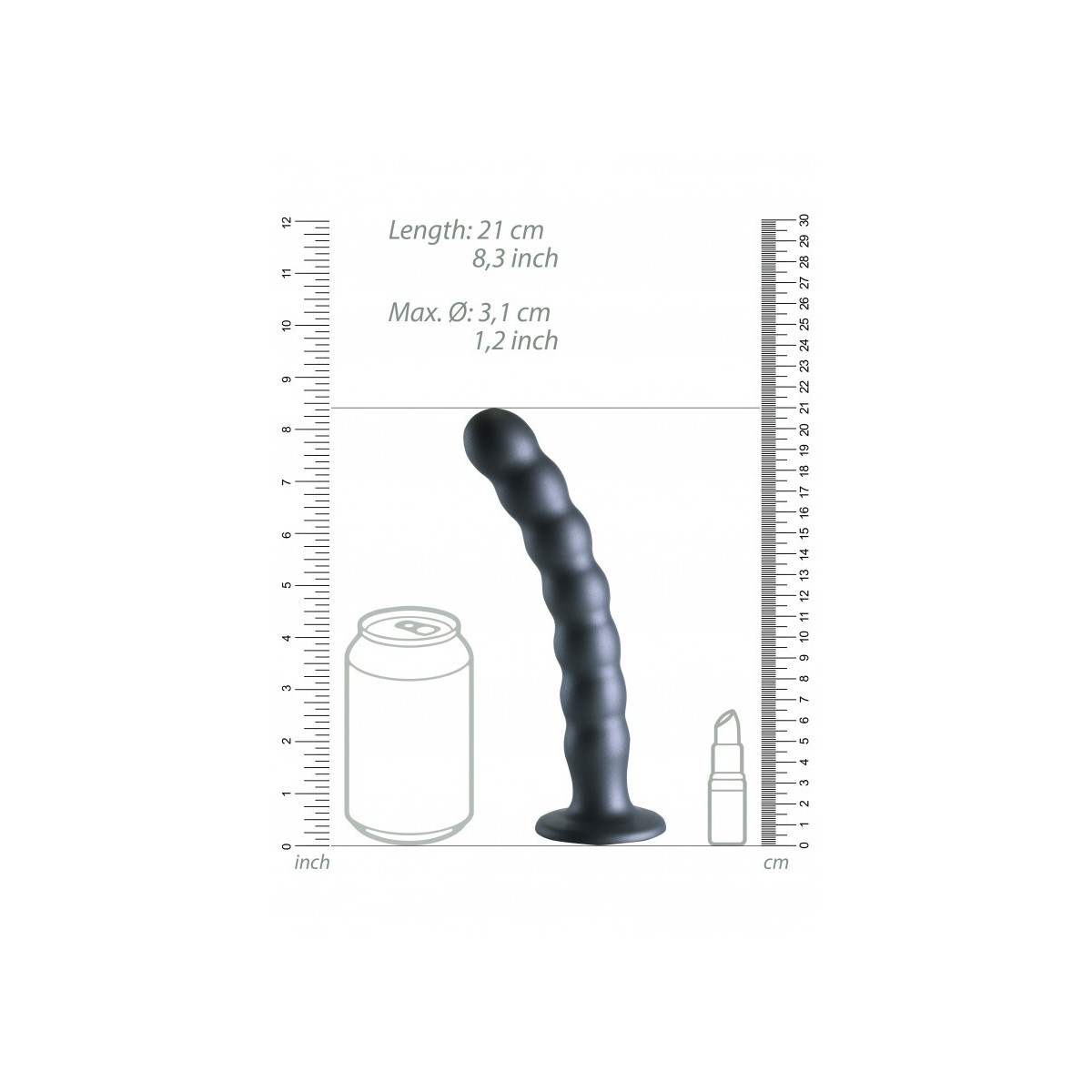 Dildo ventosa sfere punto G 21 cm Gun Metal