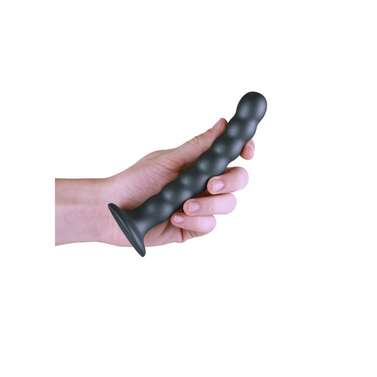 Dildo ventosa sfere punto G 17 cm Gun Metal