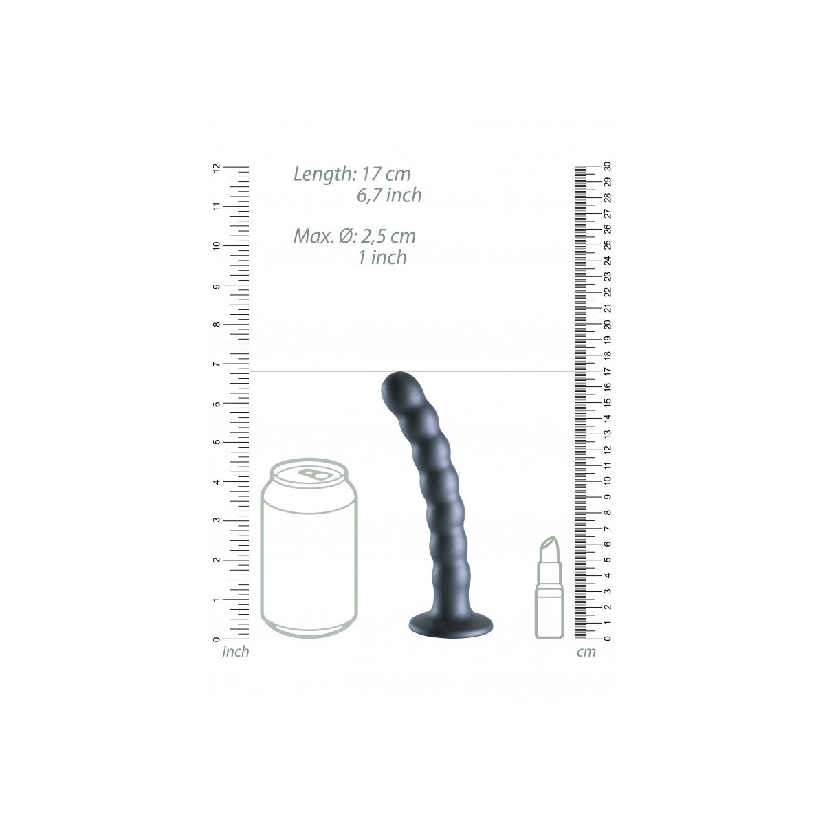 Dildo ventosa sfere punto G 17 cm Gun Metal