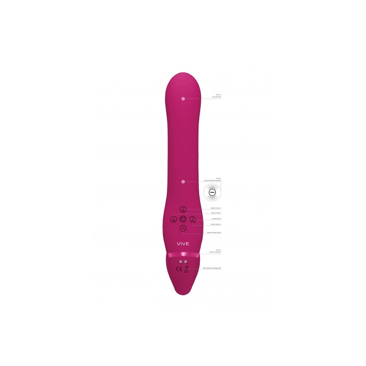 Vibratore strapon e succhia clitoride fucsia