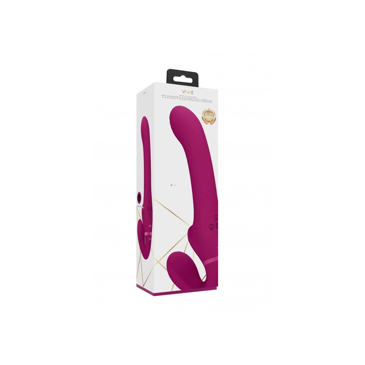 Vibratore strapon e succhia clitoride fucsia