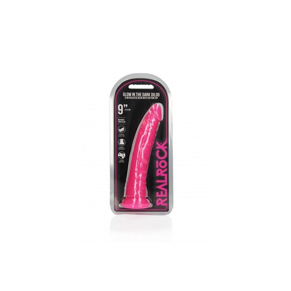 Fallo realistico Slim 22,5 cm rosa fluo