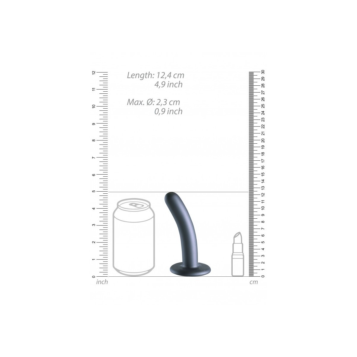 Dildo ventosa liscio punto G 12.5cm Gun Metal