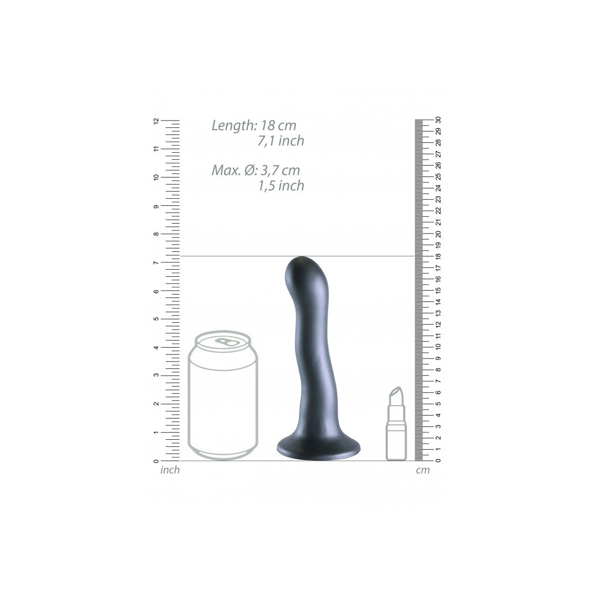 Dildo ventosa curvy punto G 18 cm Gun Metal