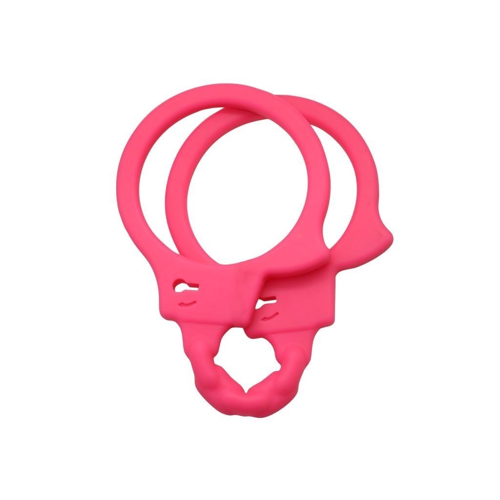 Manette fetish bondage in silicone rosa