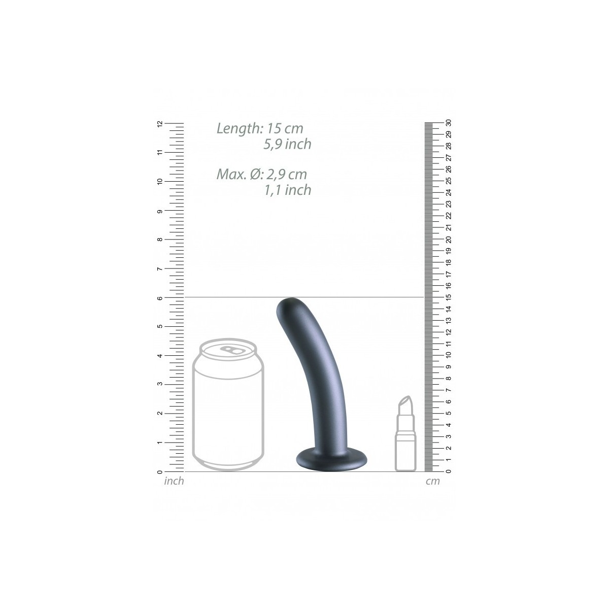 Dildo ventosa liscio punto G 15 cm Gun Metal