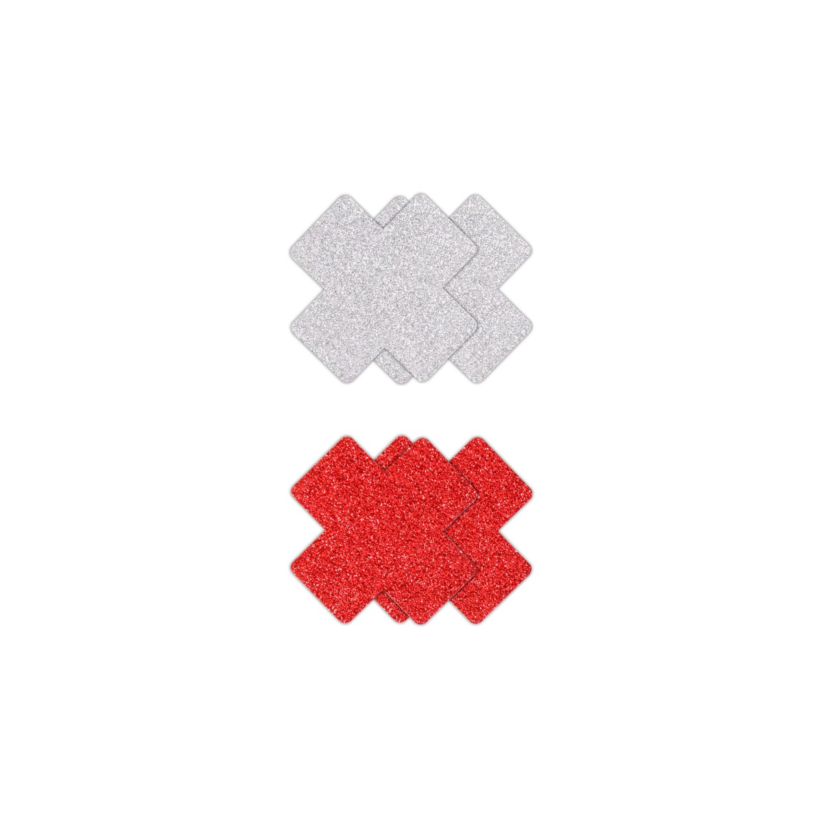 Copricapezzoli croce glitter 2 p red/silver