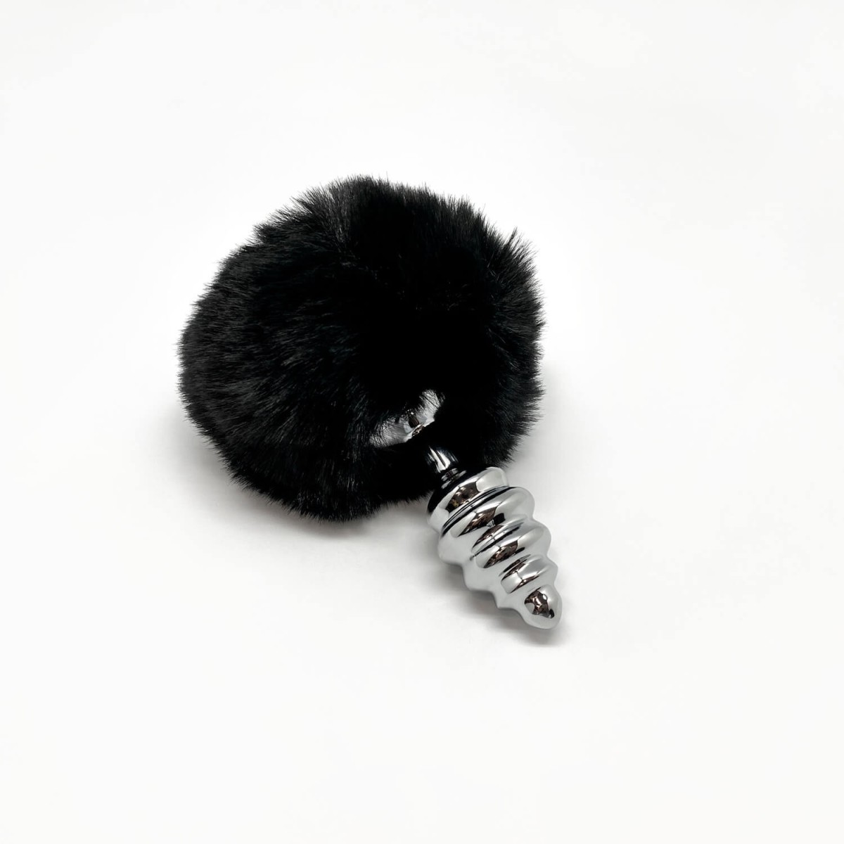 Plug anale metallo coda Fluffy Twist S Nero