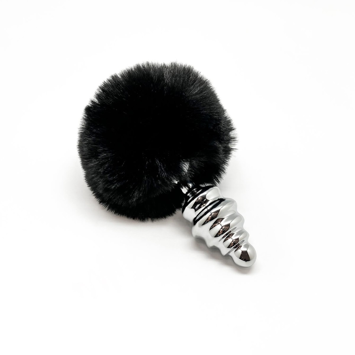 Plug anale metallo coda Fluffy Twist M Nero