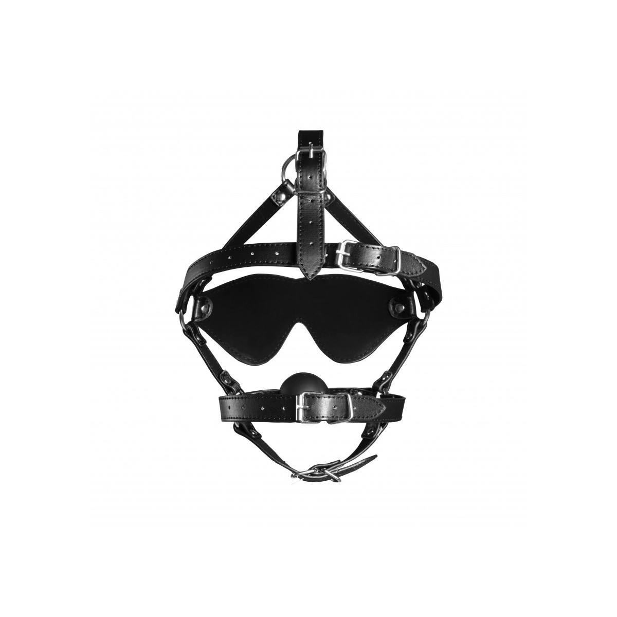 Imbracatura viso con maschera e ball gag nera