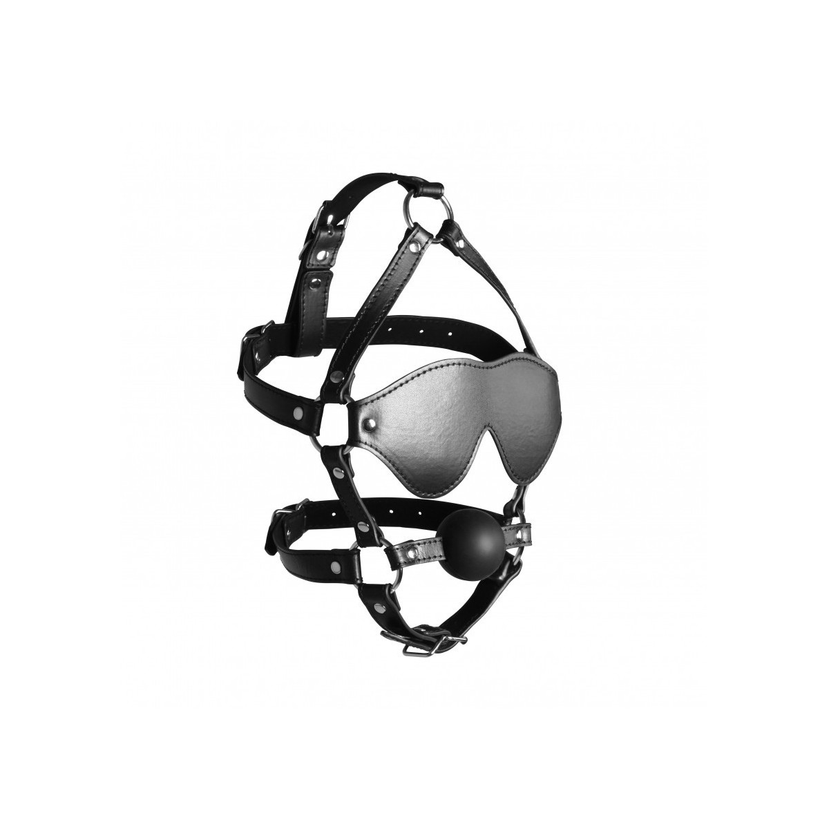 Imbracatura viso con maschera e ball gag nera