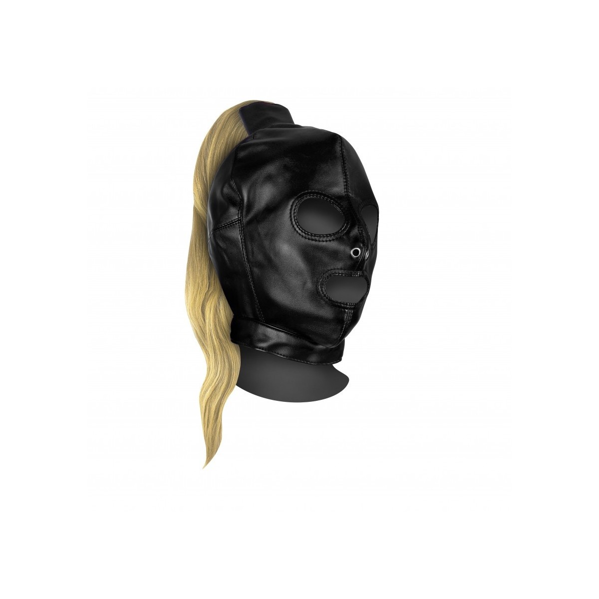 Maschera BDSM nera con coda bionda