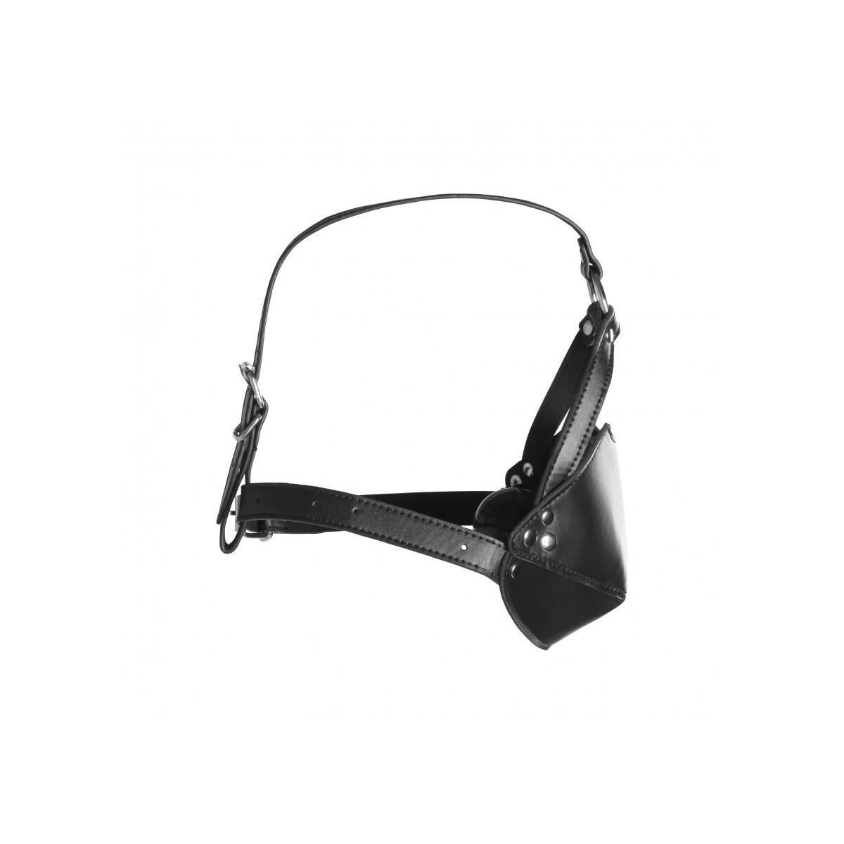 Imbracatura viso ball gag copribocca nera