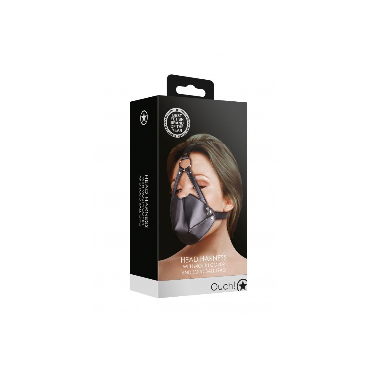 Imbracatura viso ball gag copribocca nera