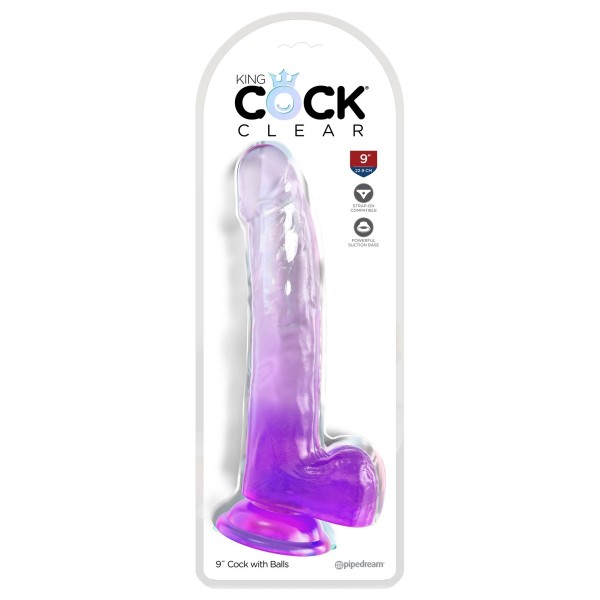 Acquista Fallo realistico con ventosa King Cock Clear 9 Inch Balls purple  su MyShopSecret