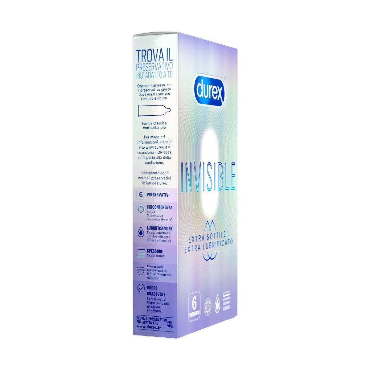 Preservativi durex invisible extra lube 6pz