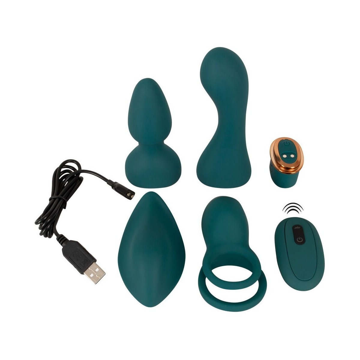 Kit 4 sex toys e vibratore adattabile verde