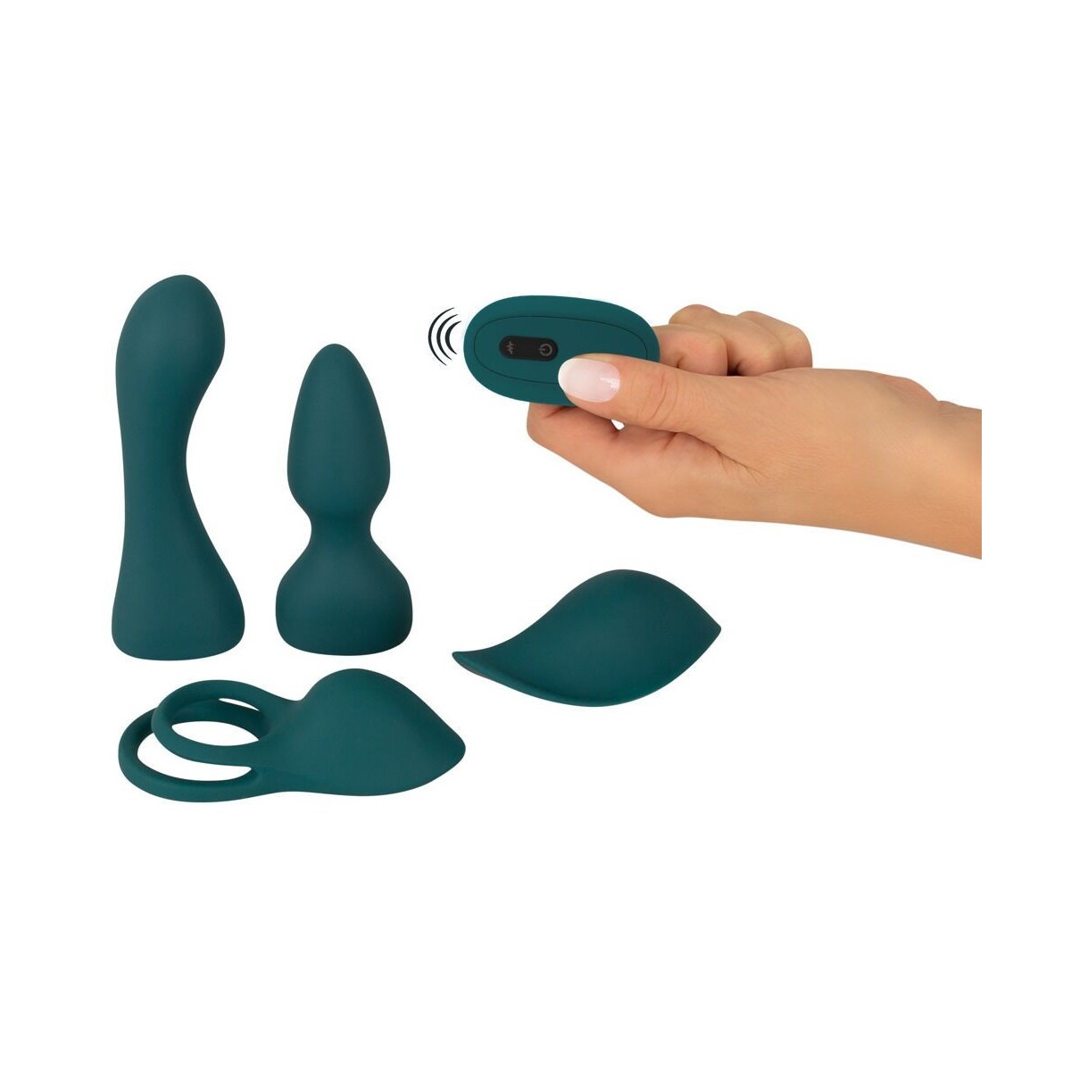 Kit 4 sex toys e vibratore adattabile verde