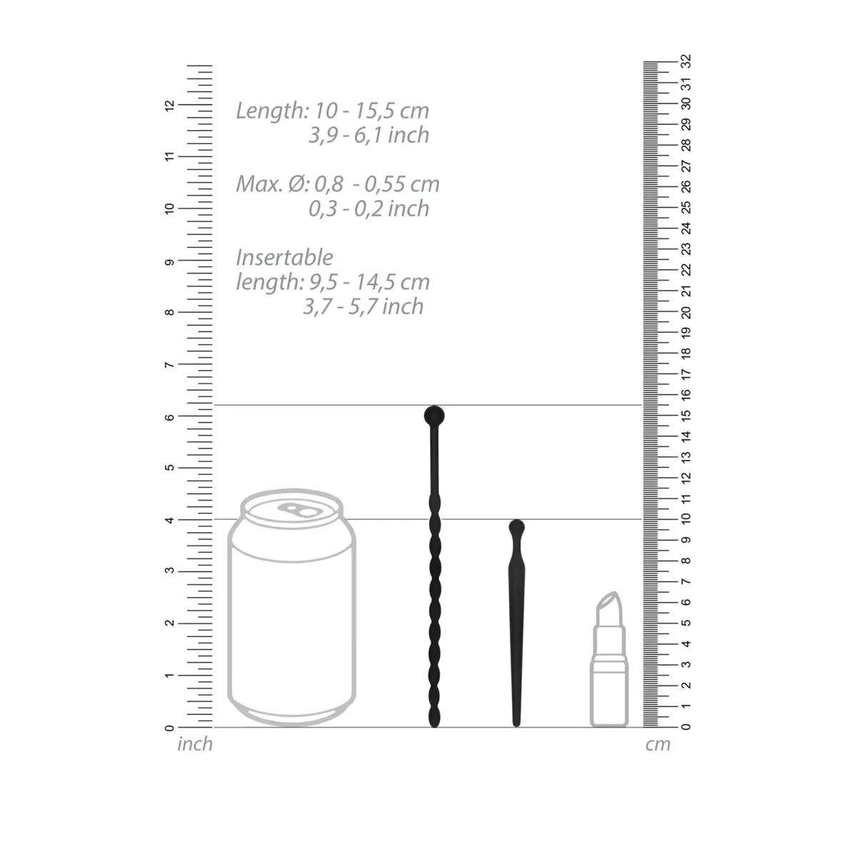 Set 2 sonde per uretra nero