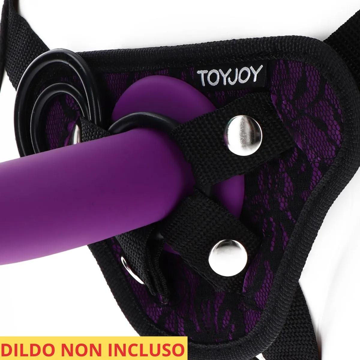 Cintura strap-on Harness viola e pizzo nero