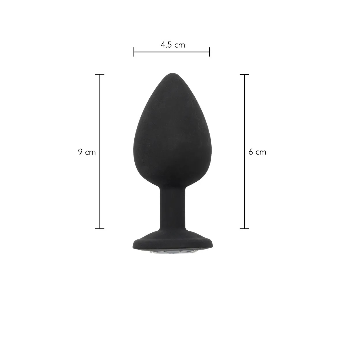 Plug anale large silicone nero con gioiello