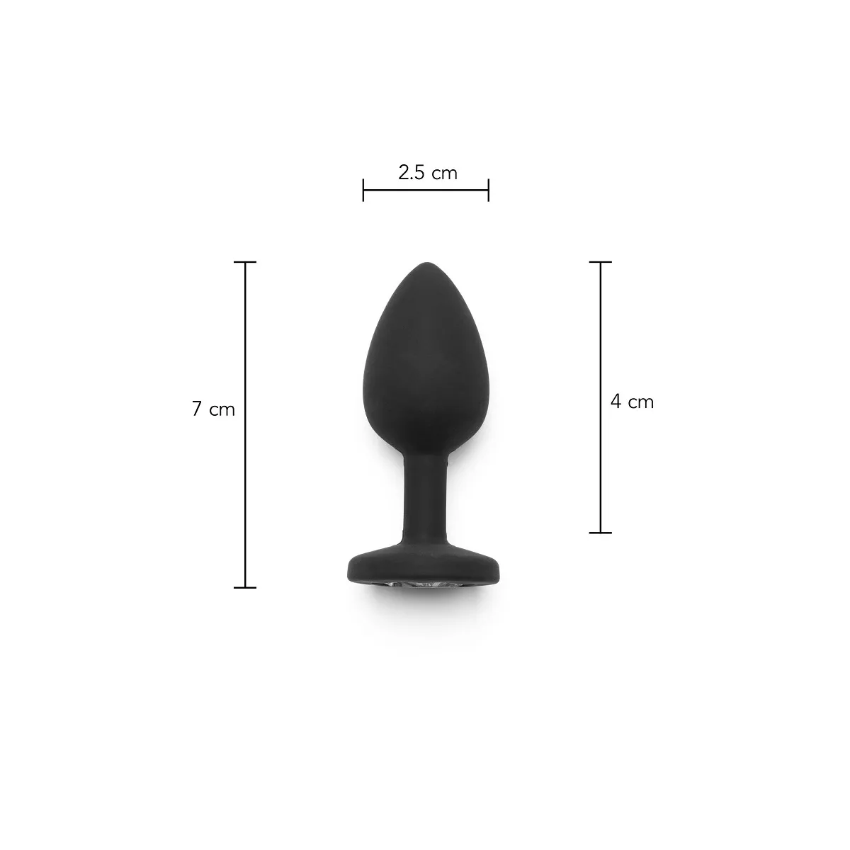 Plug anale small in silicone nero con pietra