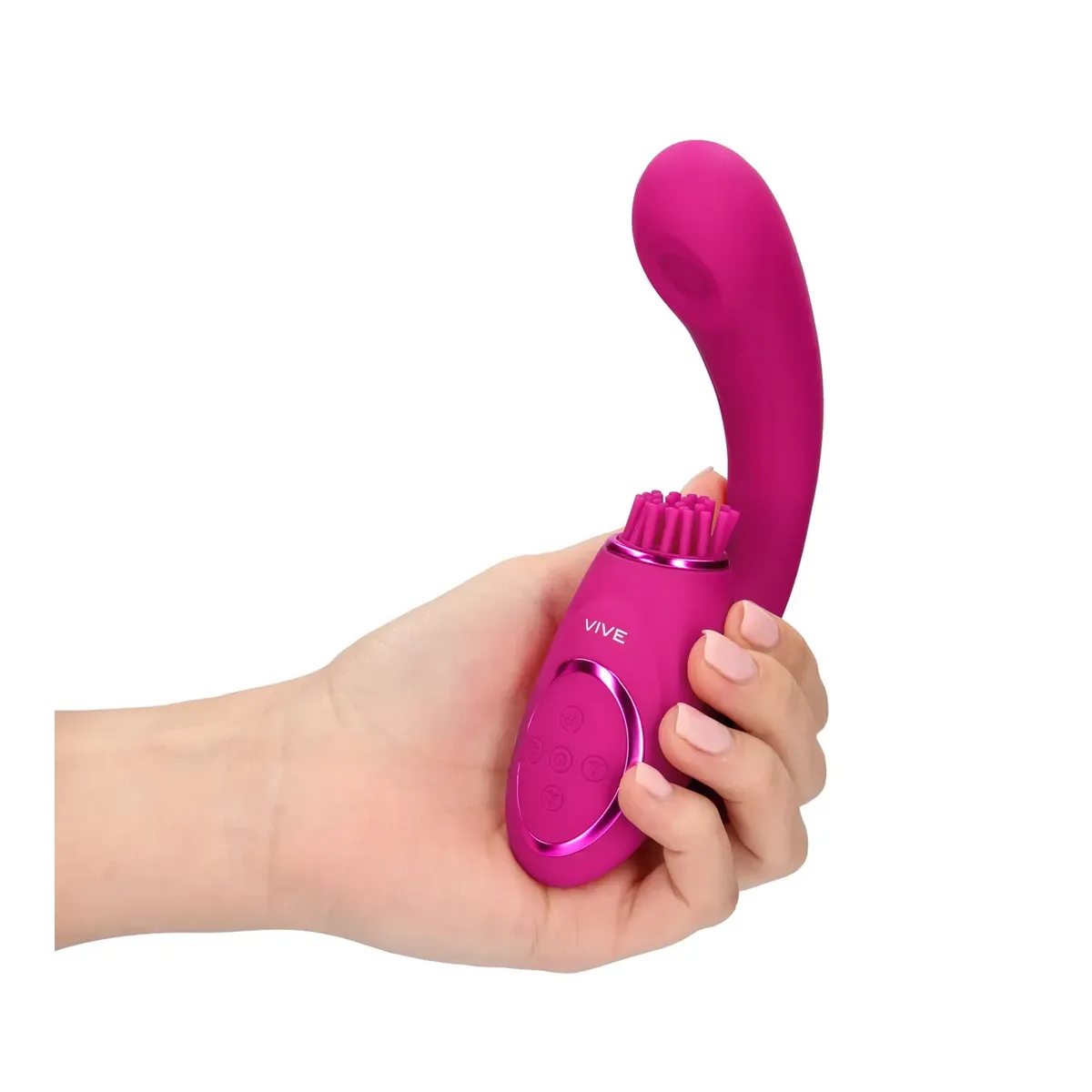 Vibratore G-Spot e stimola clitoride fucsia