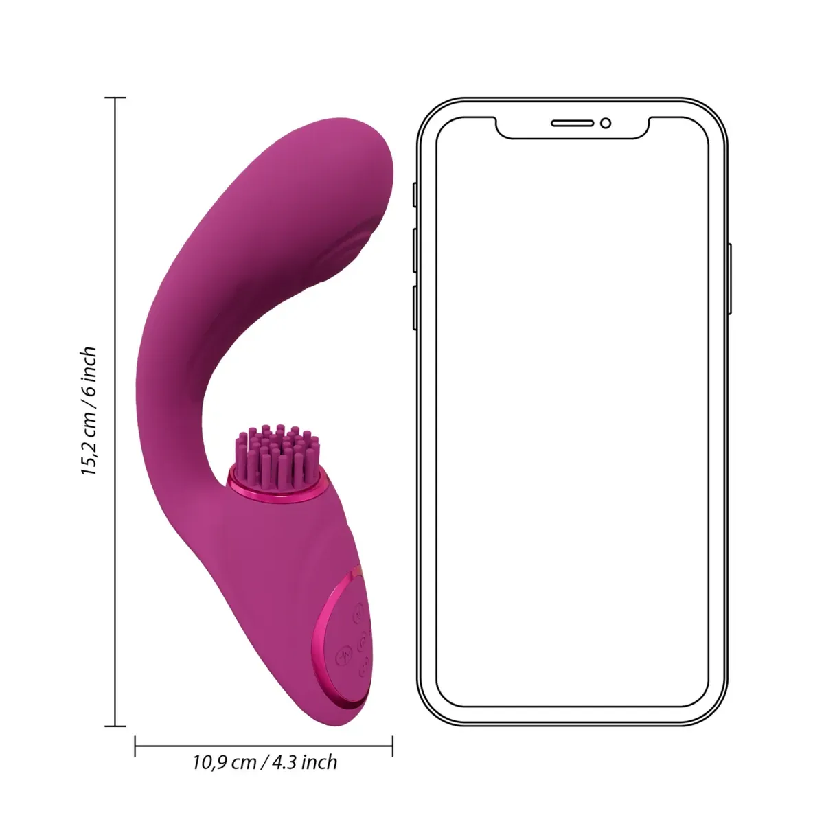 Vibratore G-Spot e stimola clitoride fucsia