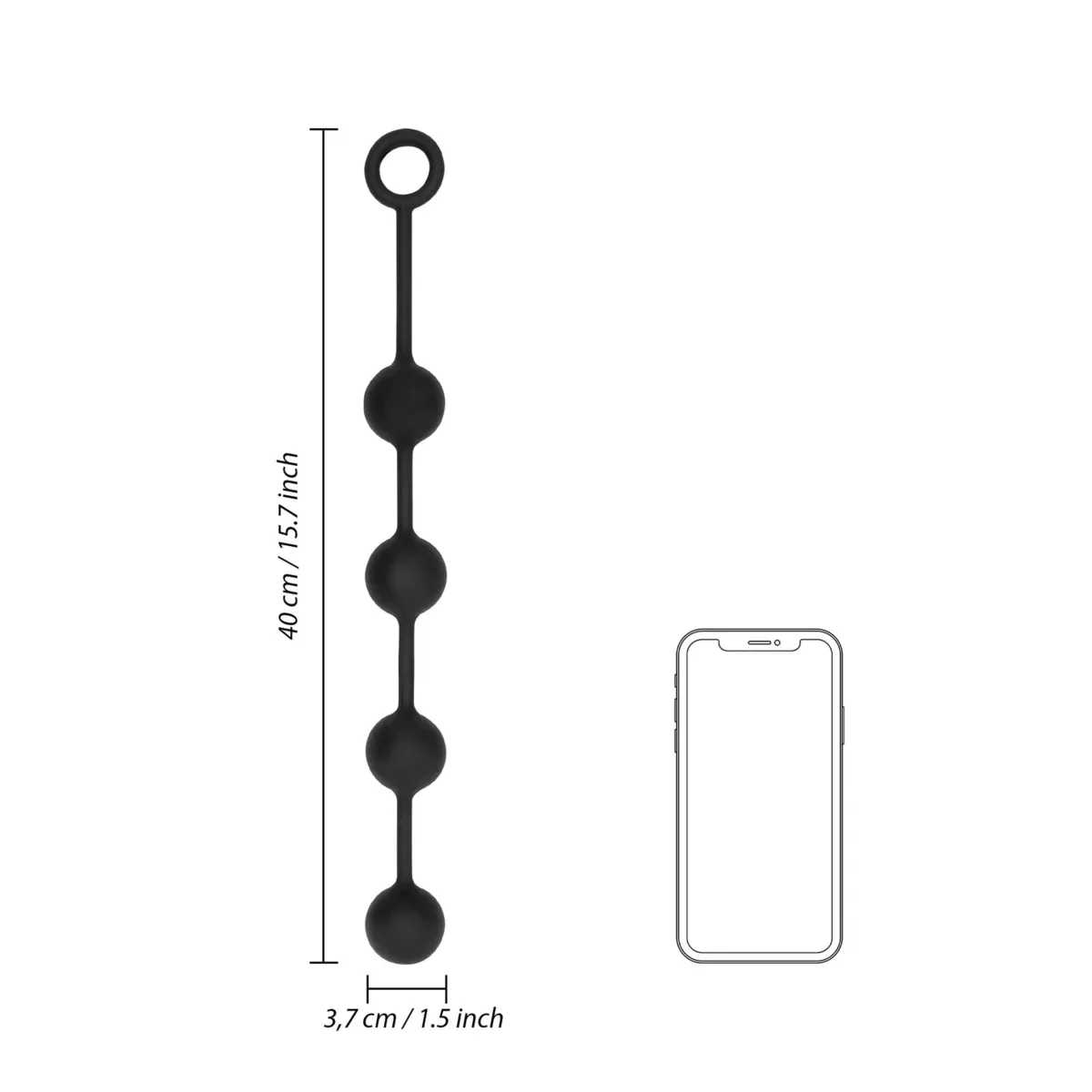 Palline anali nere silicone misura media