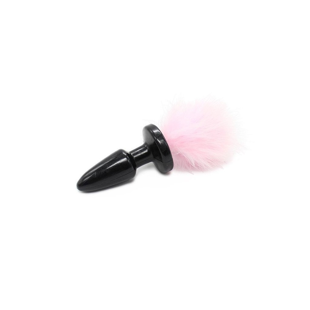 Plug anale silicone nero con coda rosa