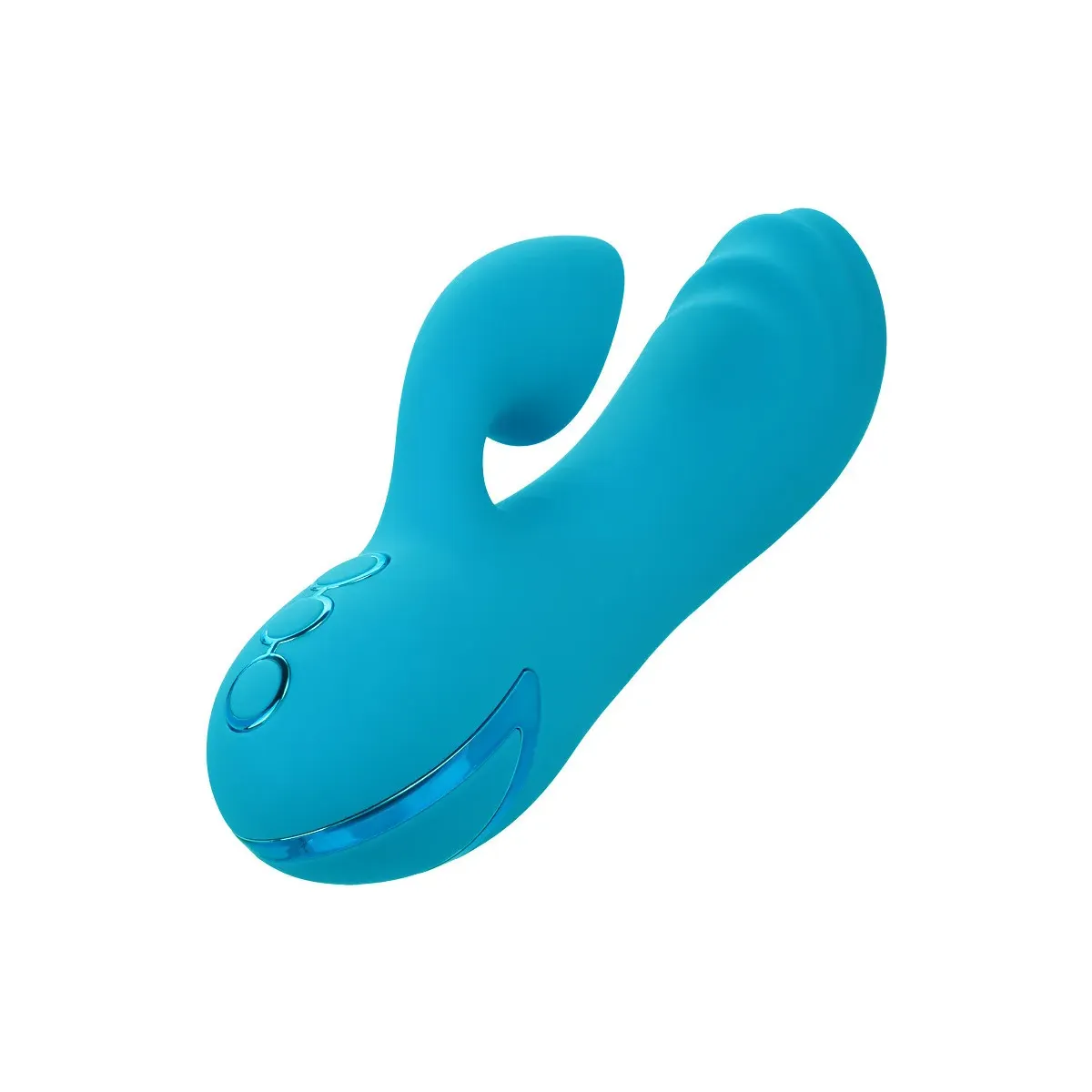 Vibratore rabbit con succhia clitoride blu