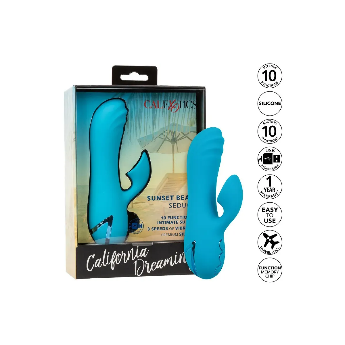 Vibratore rabbit con succhia clitoride blu