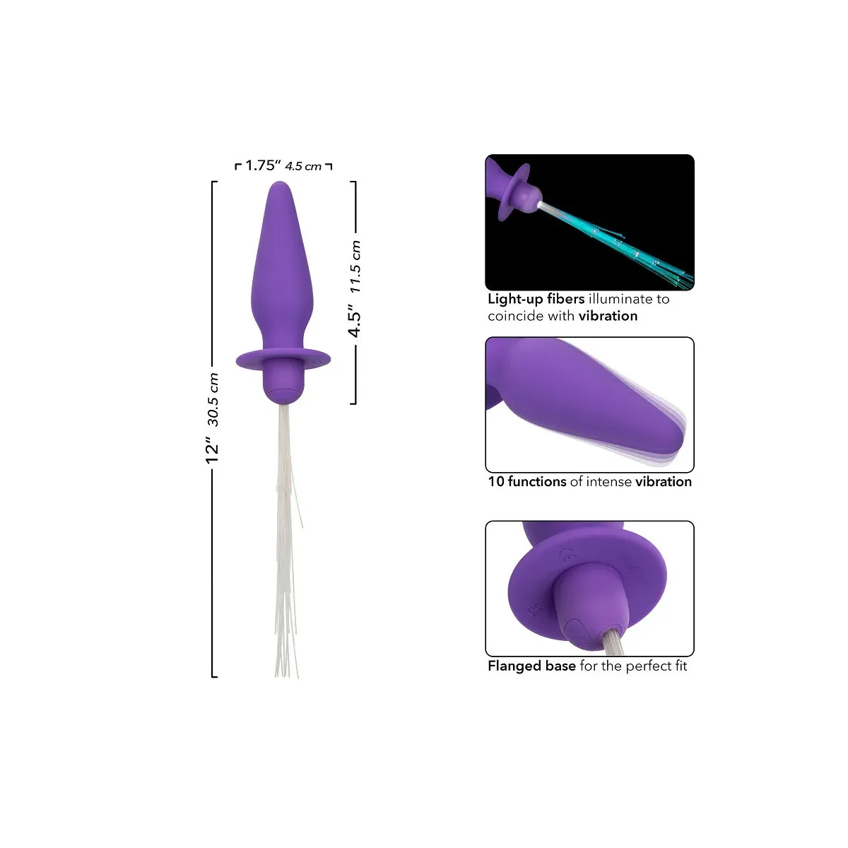 Plug anale silicone viola con frange luminose