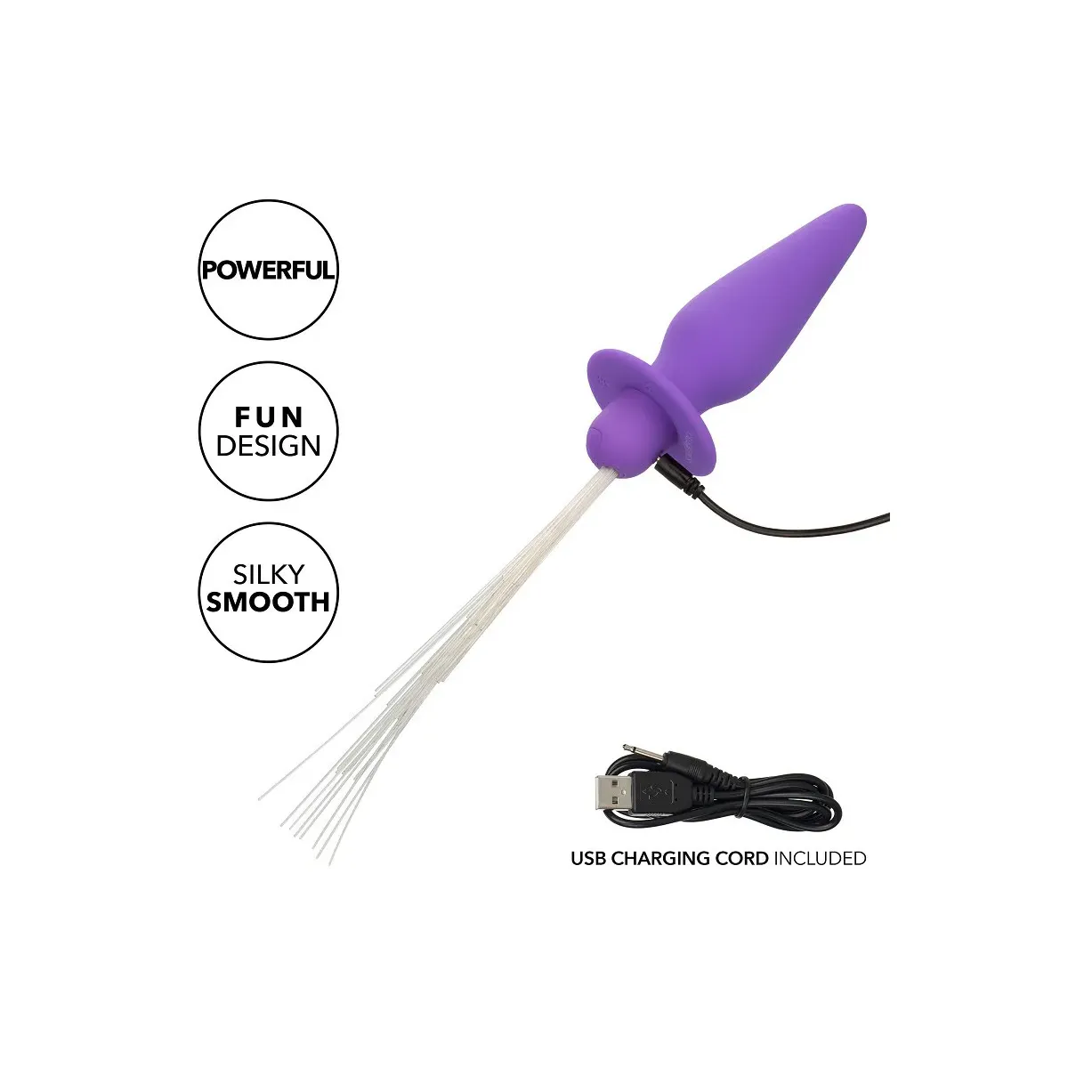 Plug anale silicone viola con frange luminose