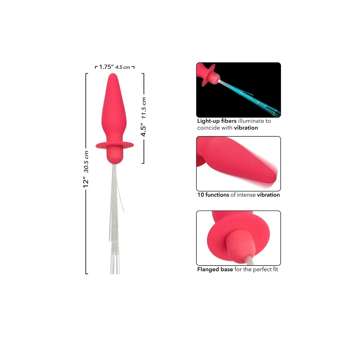 Plug anale silicone rosa con frange luminose