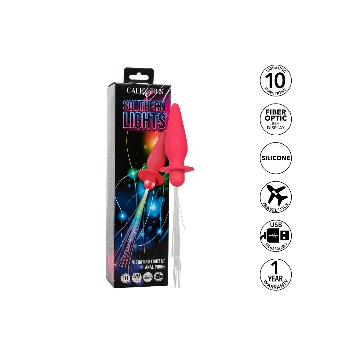 Plug anale silicone rosa con frange luminose