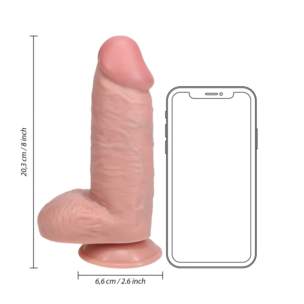 Dildo realistico grosso pelle chiara 20,3 cm