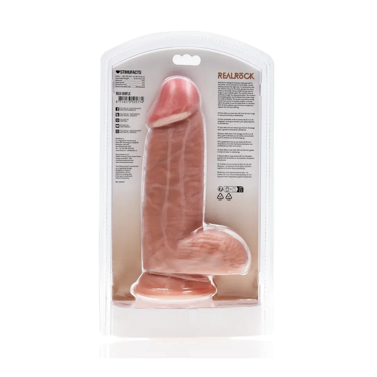 Dildo realistico grosso pelle chiara 20,3 cm