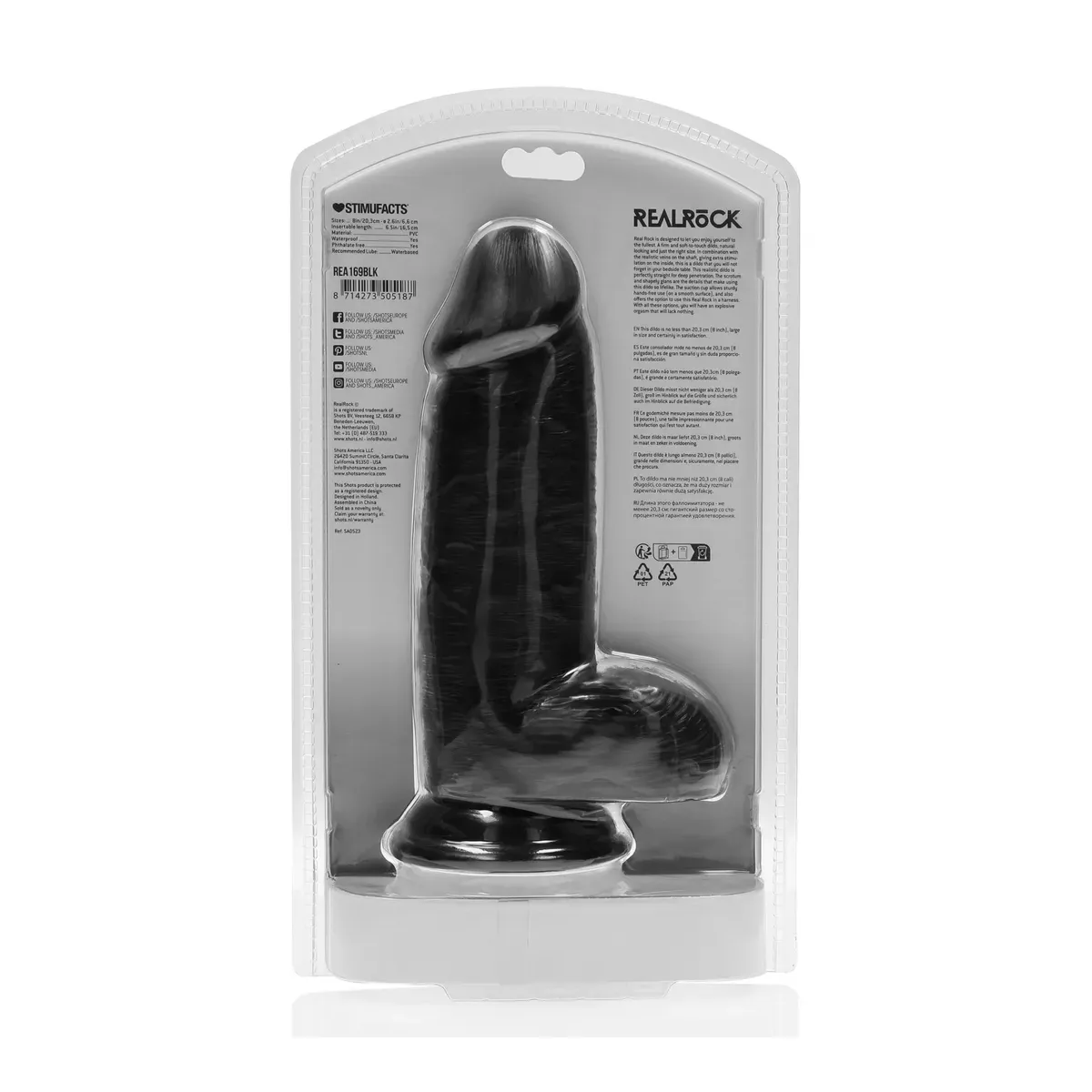 Dildo realistico grosso nero 20,3 cm