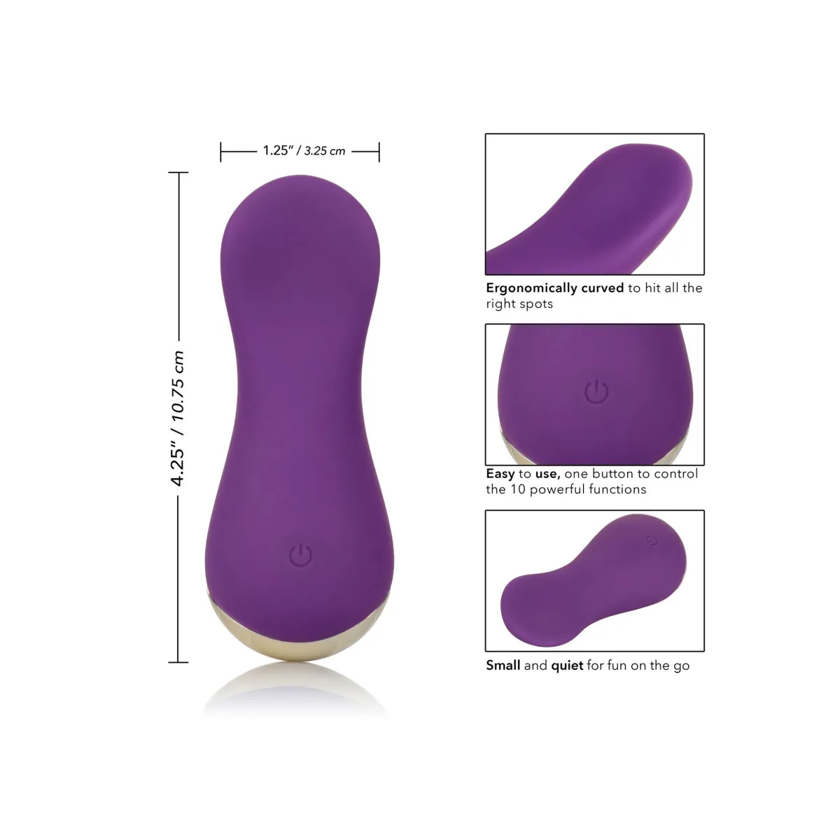 Stimolatore vaginale curvo in silicone viola