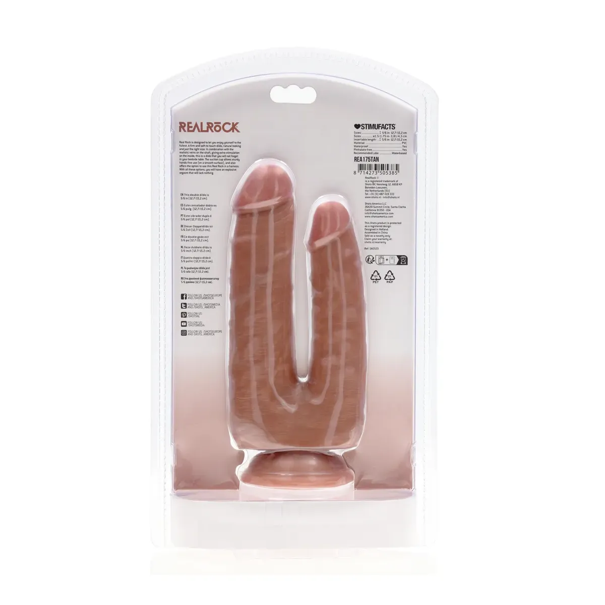 Dildo doppio 12,7/15,2 cm mulatto