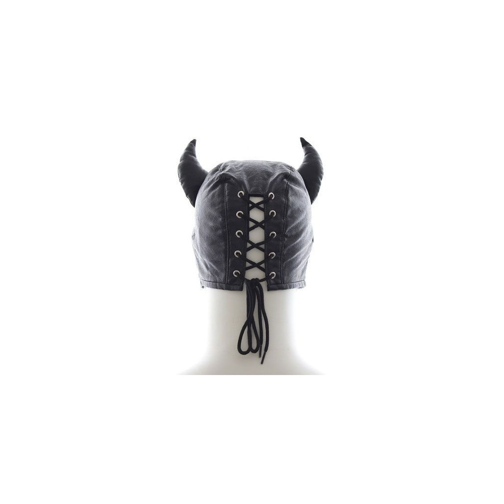 Maschera fetish bondage devil mask nera