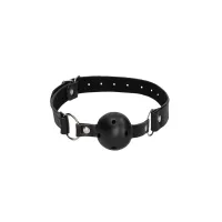 Ball Gag traspirante cinghia pelle nera