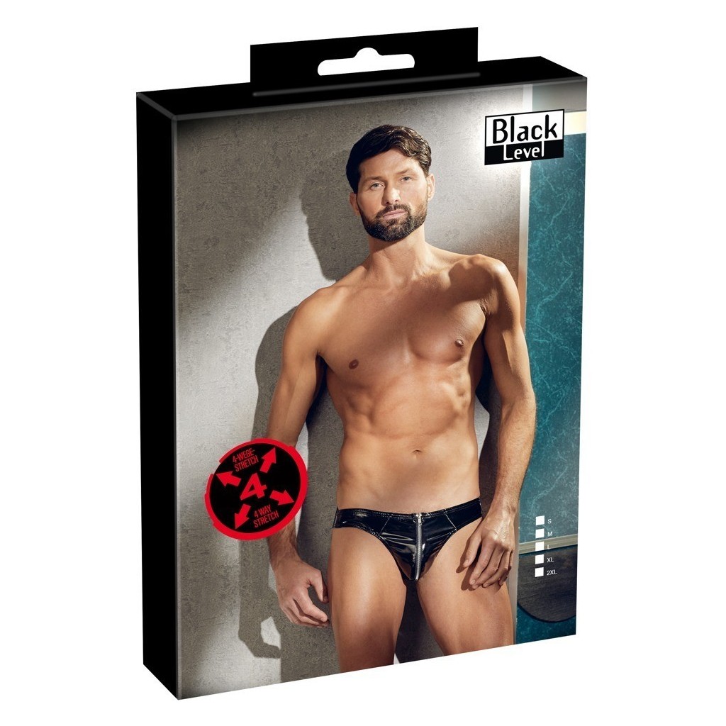 Slip sexy uomo con cerniera vita bassa nero