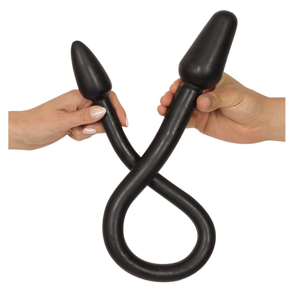 Doppio dildo a forma di plug nero