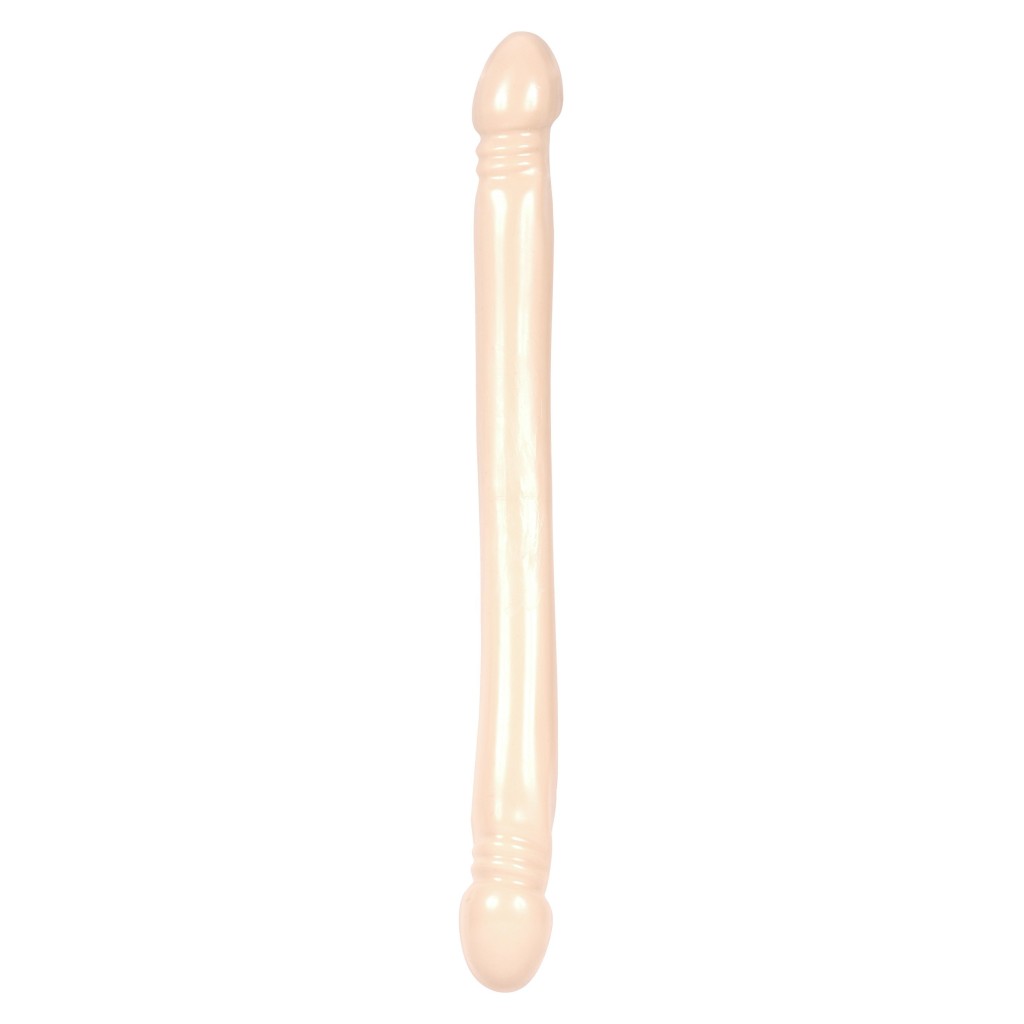 Dildo Doppio con venature pelle bianca 45 cm