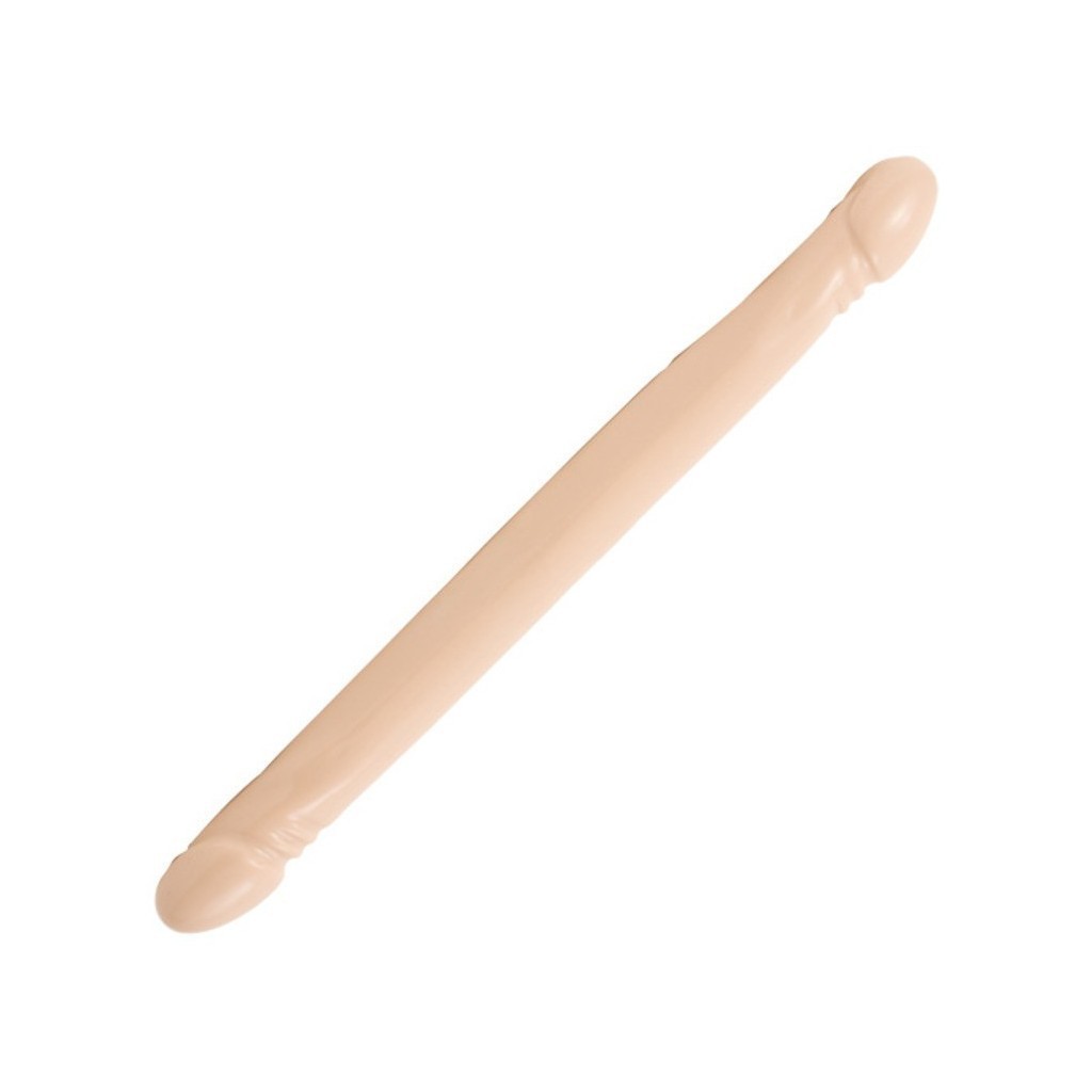 Dildo Doppio con venature pelle bianca 45 cm