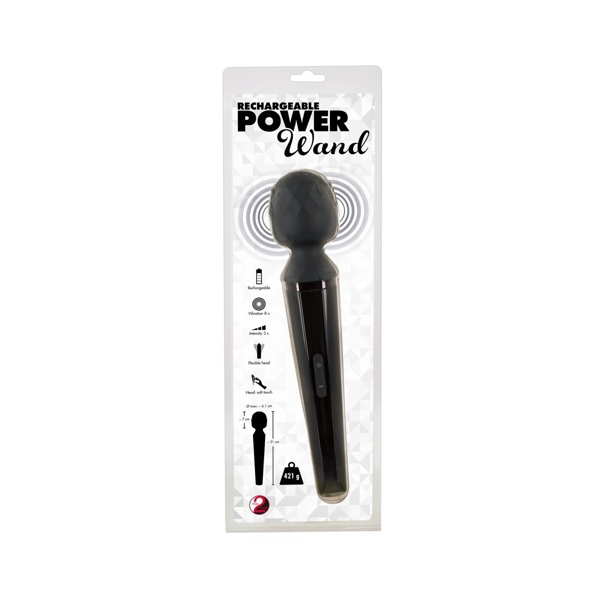 Vibratore ricaricabile power wand black